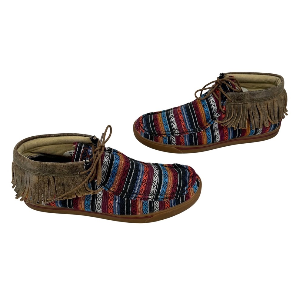 Twisted X Women's Serape Fringe Chukka Driving Moc Multi Color WCA0021 Size 10M - Picture 2 of 8